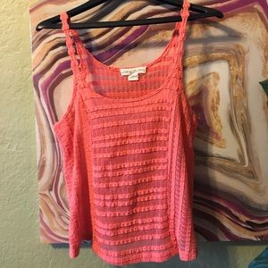 Staring at Stars salmon sheer tank top L